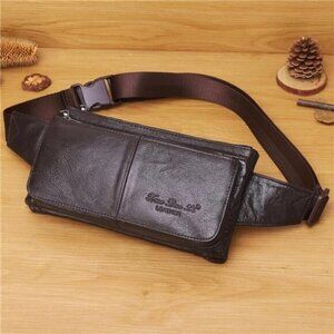 Real Leather Waist Bag, Fanny Pack Coffee